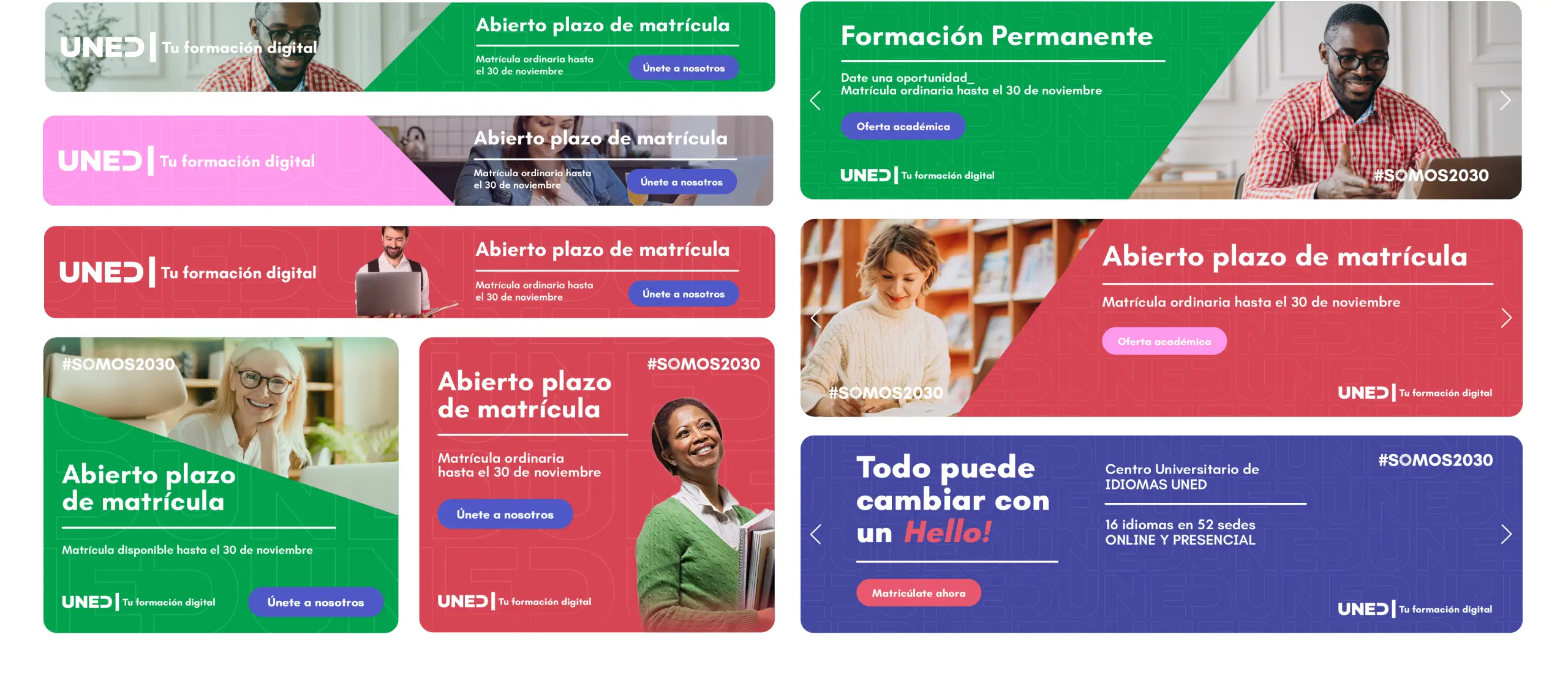 Maquetación y composivión de formatos digitales para presentar los estudios de la UNED: banners, skycrappers, megabanners, publicaciones, entre otros